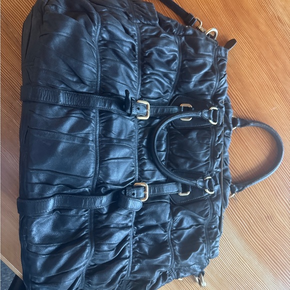 Prada Black Gaufre Leather Hobo Bag - Picture 2 of 6